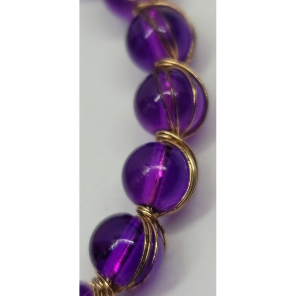 Jules B Funky Statement Purple Beaded Bracelet Wire Wrapped Hippie Boho Bohemian - Picture 8 of 10
